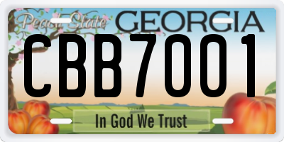 GA license plate CBB7001