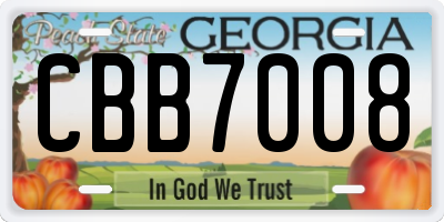 GA license plate CBB7008