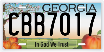 GA license plate CBB7017