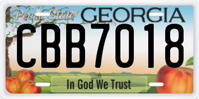 GA license plate CBB7018