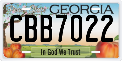 GA license plate CBB7022