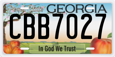 GA license plate CBB7027