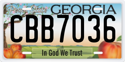 GA license plate CBB7036