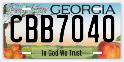 GA license plate CBB7040