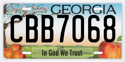 GA license plate CBB7068