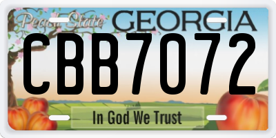 GA license plate CBB7072