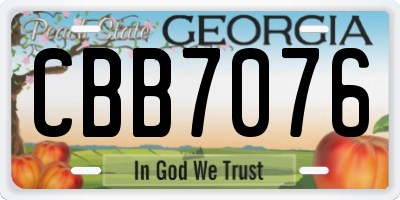 GA license plate CBB7076