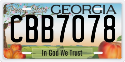 GA license plate CBB7078