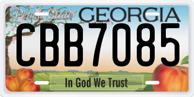 GA license plate CBB7085