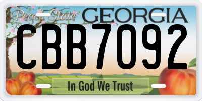 GA license plate CBB7092