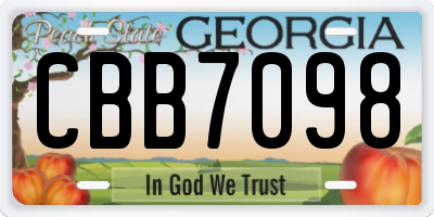 GA license plate CBB7098