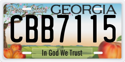 GA license plate CBB7115