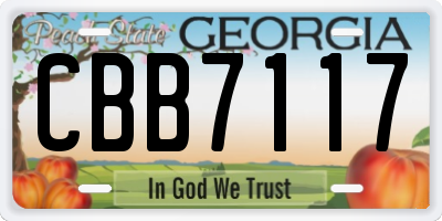 GA license plate CBB7117