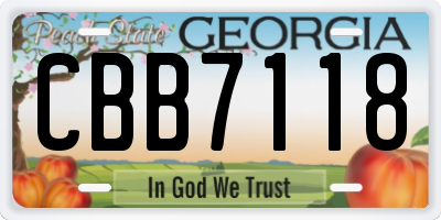 GA license plate CBB7118