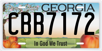 GA license plate CBB7172