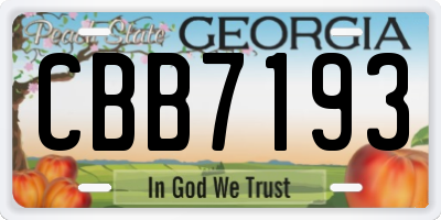 GA license plate CBB7193