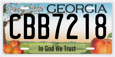 GA license plate CBB7218