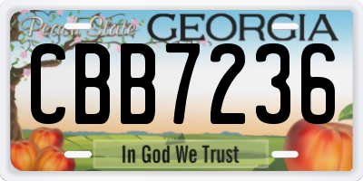 GA license plate CBB7236