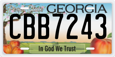 GA license plate CBB7243