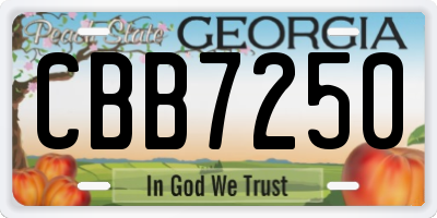 GA license plate CBB7250