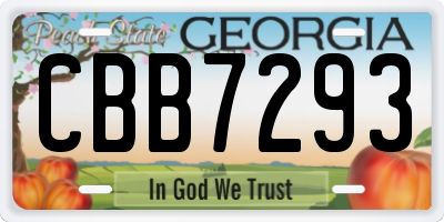 GA license plate CBB7293