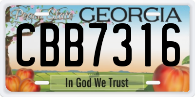GA license plate CBB7316