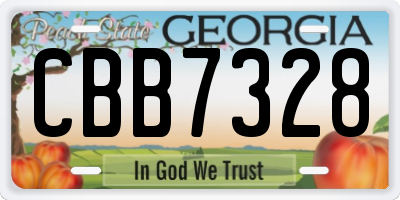 GA license plate CBB7328