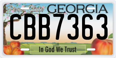 GA license plate CBB7363