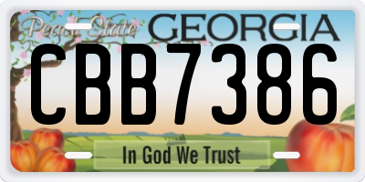 GA license plate CBB7386