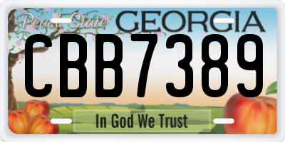 GA license plate CBB7389