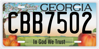 GA license plate CBB7502