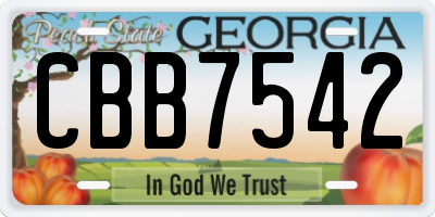 GA license plate CBB7542