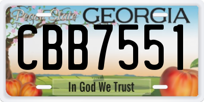 GA license plate CBB7551