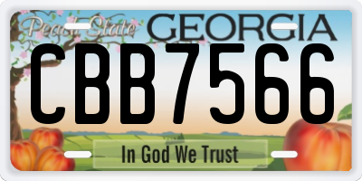 GA license plate CBB7566
