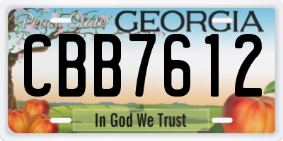 GA license plate CBB7612
