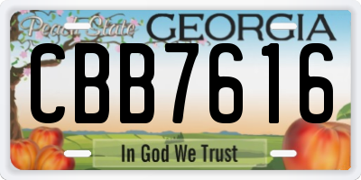 GA license plate CBB7616