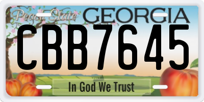 GA license plate CBB7645