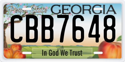 GA license plate CBB7648