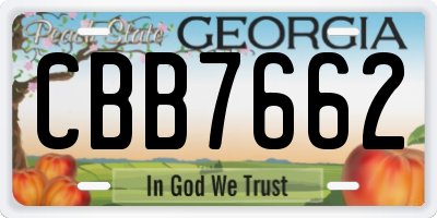 GA license plate CBB7662