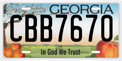 GA license plate CBB7670