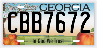 GA license plate CBB7672