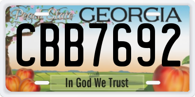 GA license plate CBB7692