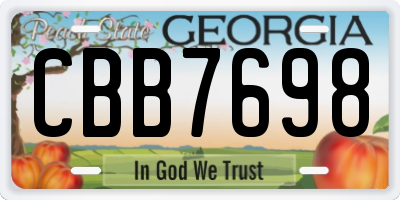 GA license plate CBB7698