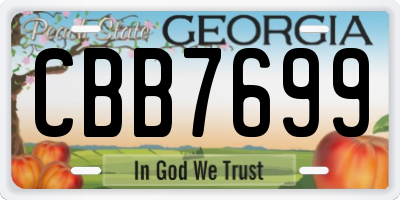 GA license plate CBB7699