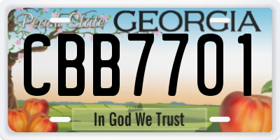 GA license plate CBB7701