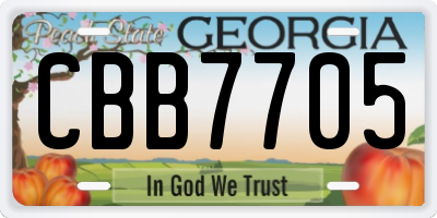 GA license plate CBB7705