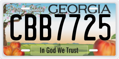 GA license plate CBB7725