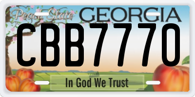 GA license plate CBB7770