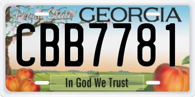 GA license plate CBB7781