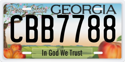 GA license plate CBB7788